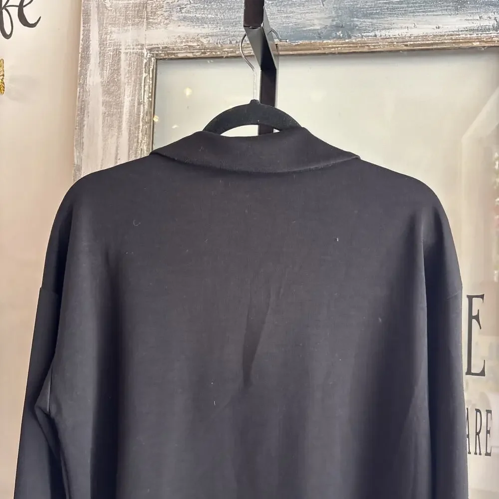 Women’s Elie Tahari Cropped Oversize Black Blouse Size Medium